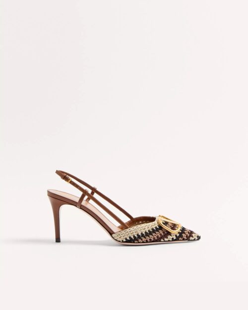 Valentino Garavani Crochet Slingback Pumps with VLogo Signature – 80mm Heel