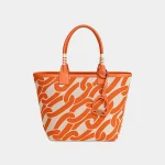 Signature Equestrian Canvas Tote with riding crop handle front view