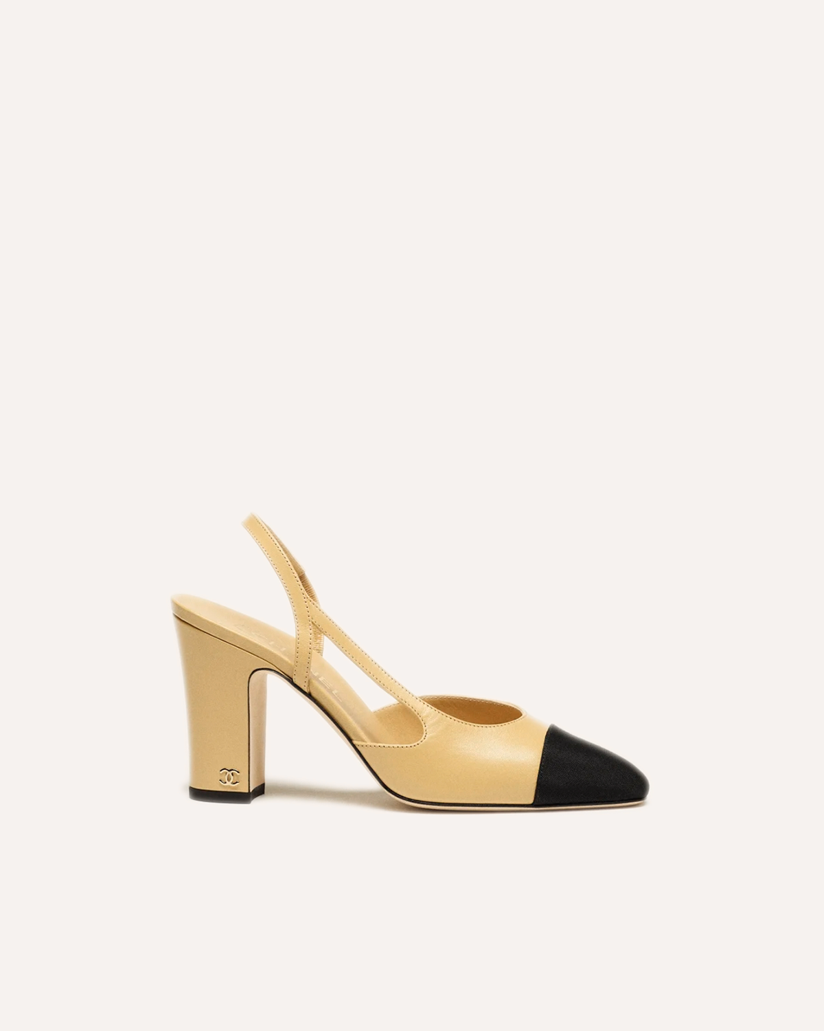 Chanel Slingback Heels In Goatskin And Grosgrain