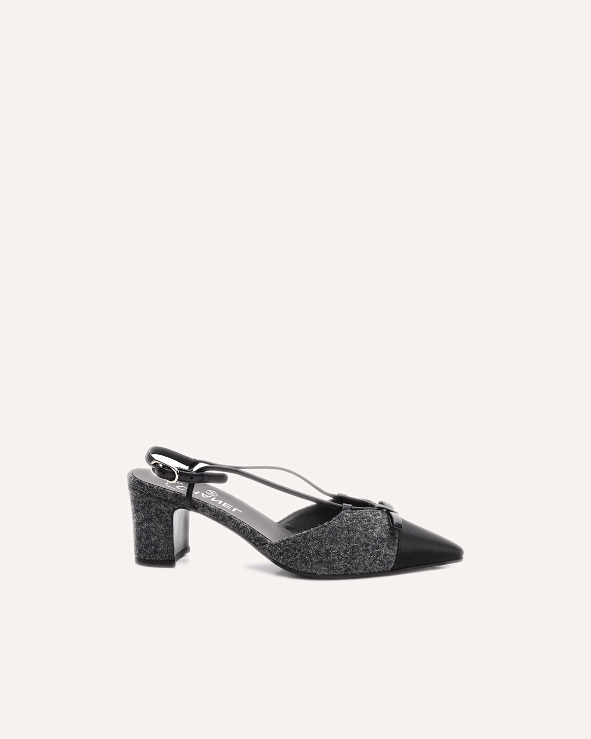 Chanel Tweed Satin Cap Toe CC Slingback Pumps