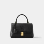 Metis Top Handle Bag black embossed leather satchel front view