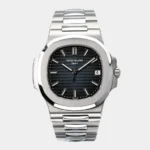 Nautilus 5711/1A steel date watch black dial front view