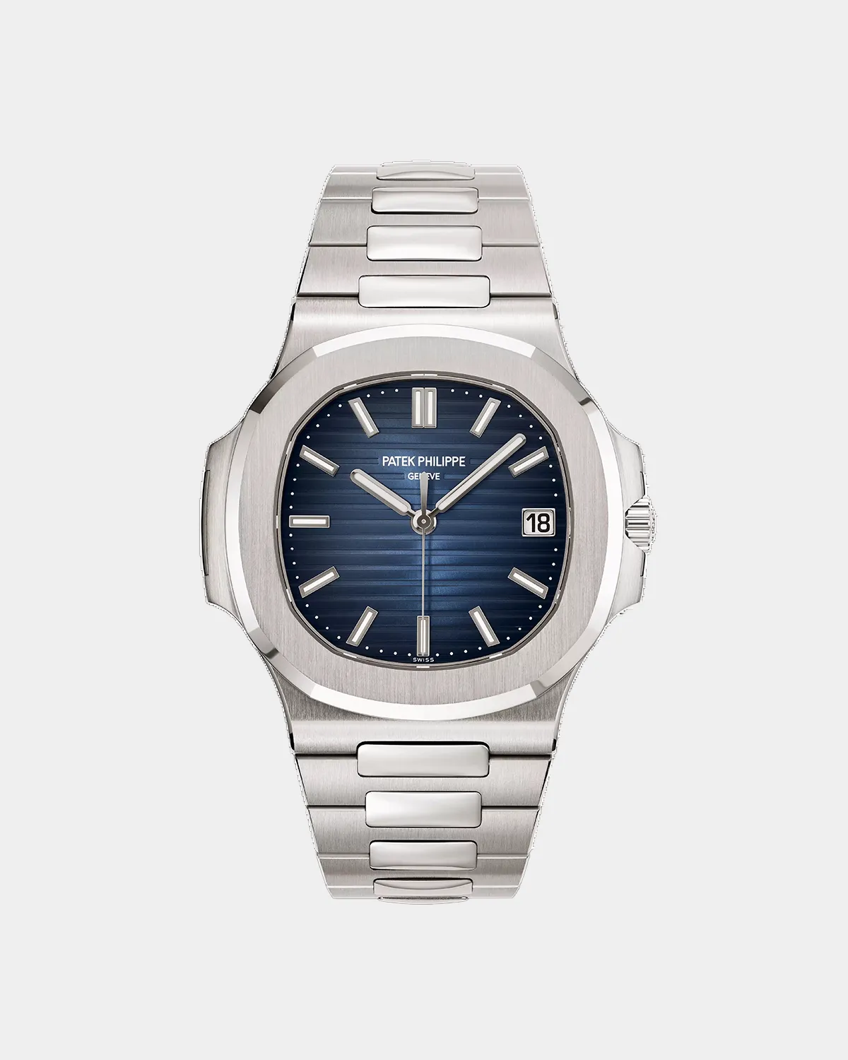 5711/1A-010 blue dial steel date watch front view