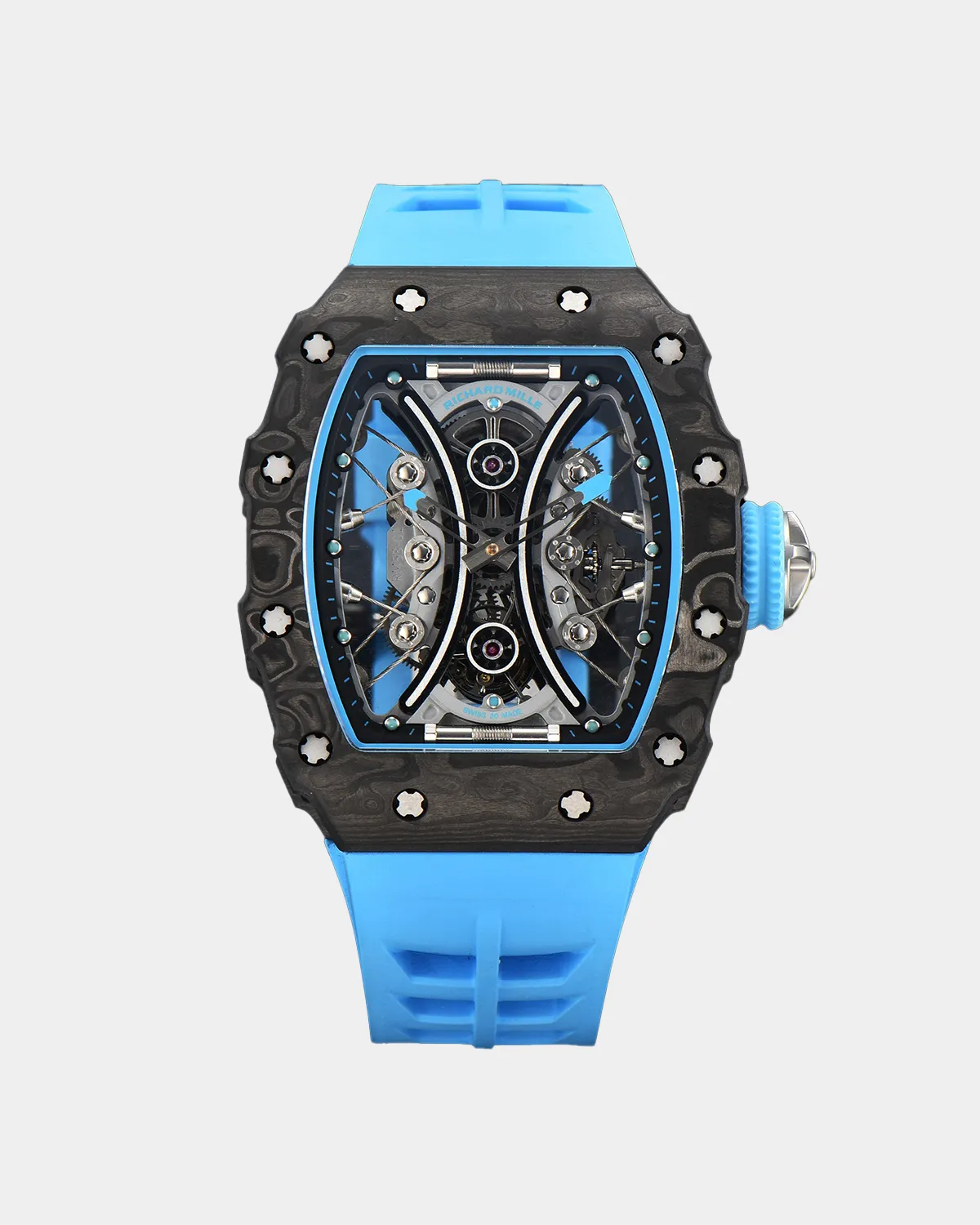 Front view of Carbon TPT Polo Tourbillon with cable suspension