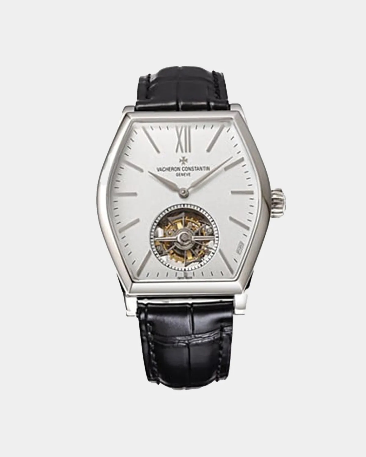 Main: Malte Tourbillon rose gold tonneau case watch front view