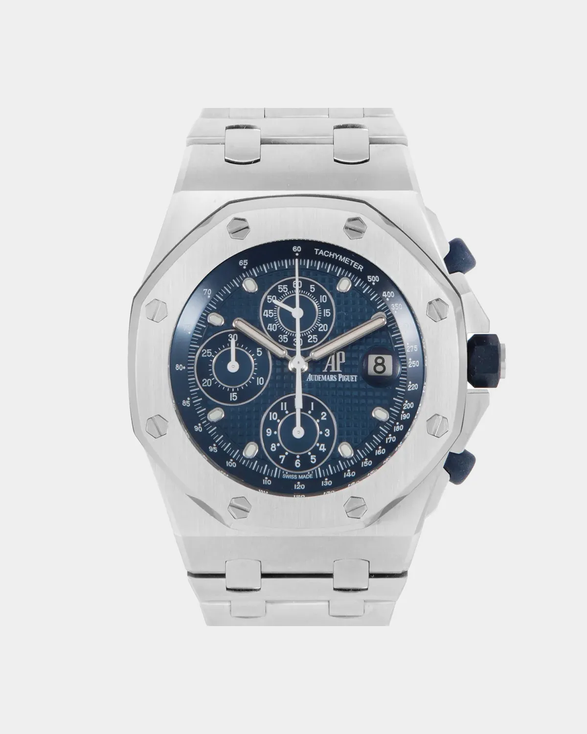 Offshore Sports Chronograph 1993 re-edition blue dial steel case front view