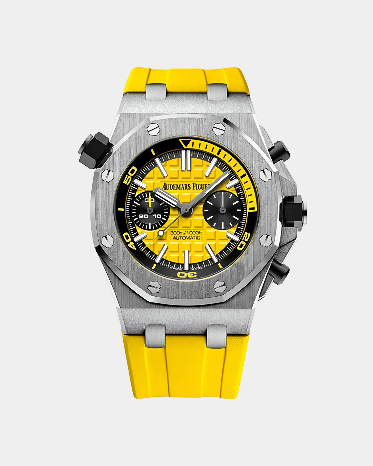 Offshore Diver vibrant yellow dial stainless steel case front view