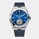 Overseas Tourbillon titanium case blue dial front view