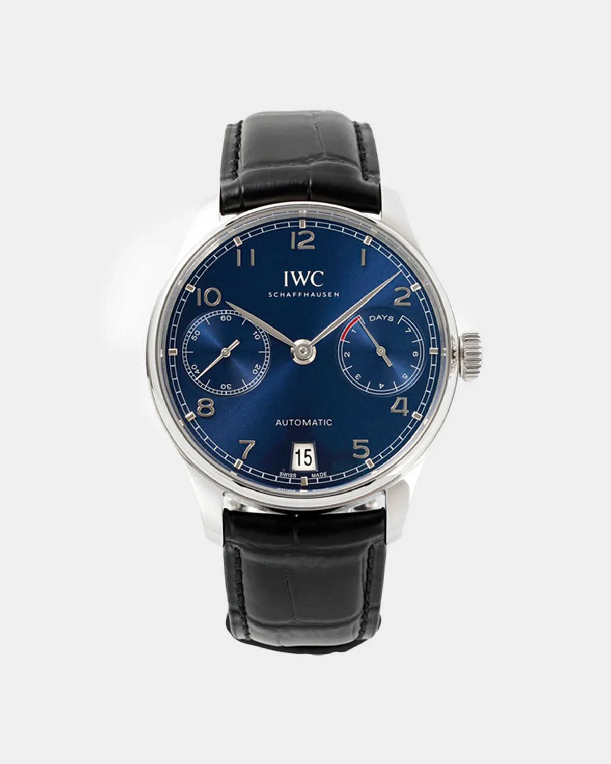 Portugieser 7-Day Automatic blue sunburst dial front view