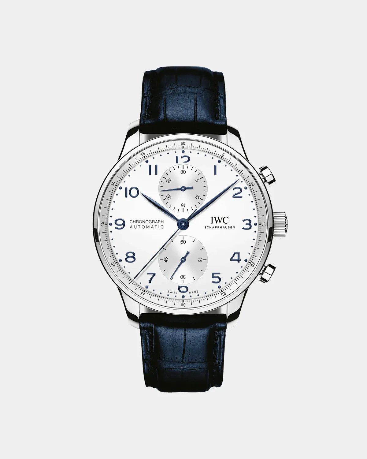 Portugieser Chronograph white dial vertical layout front view