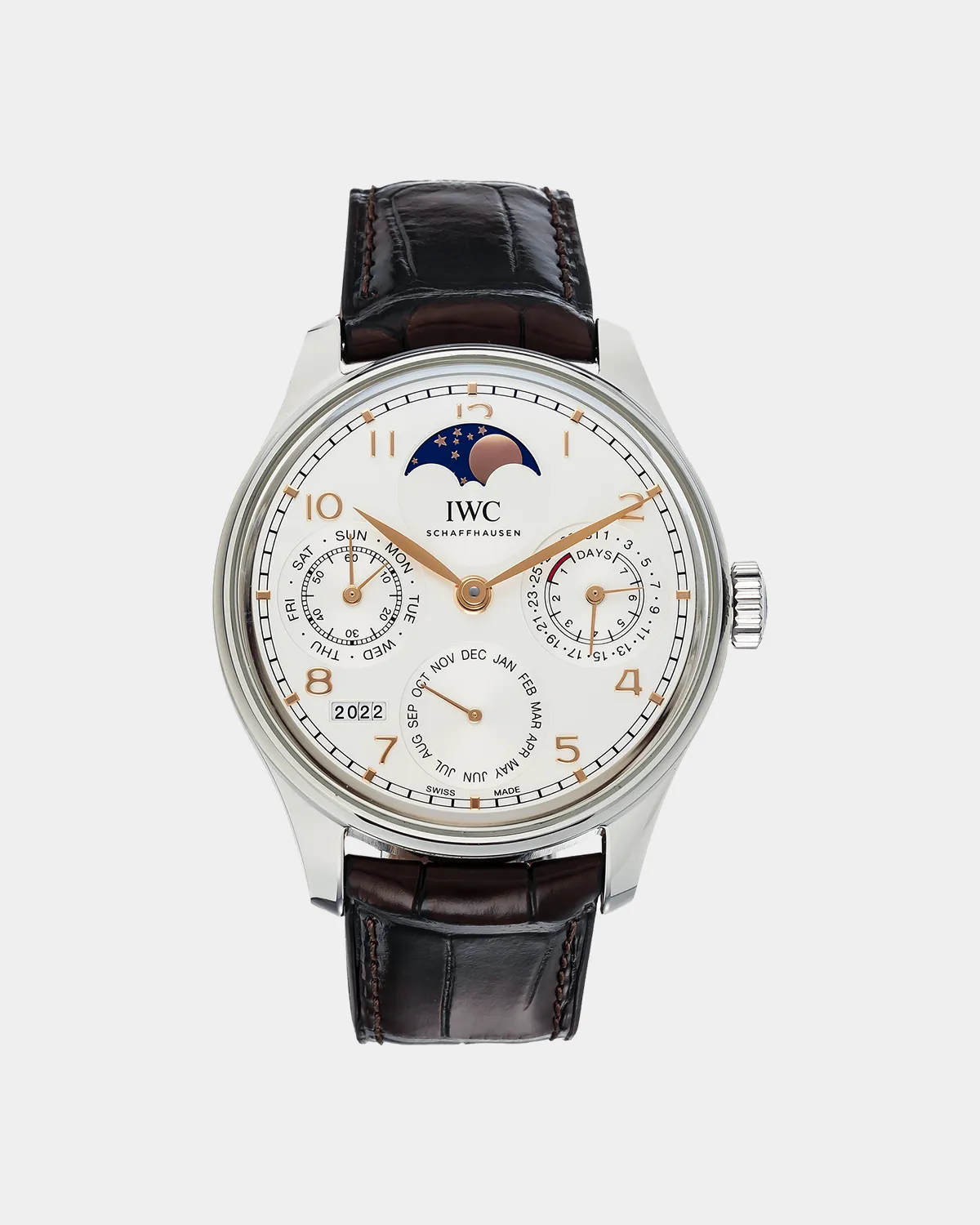 Portugieser Perpetual Calendar 42 silver dial front view