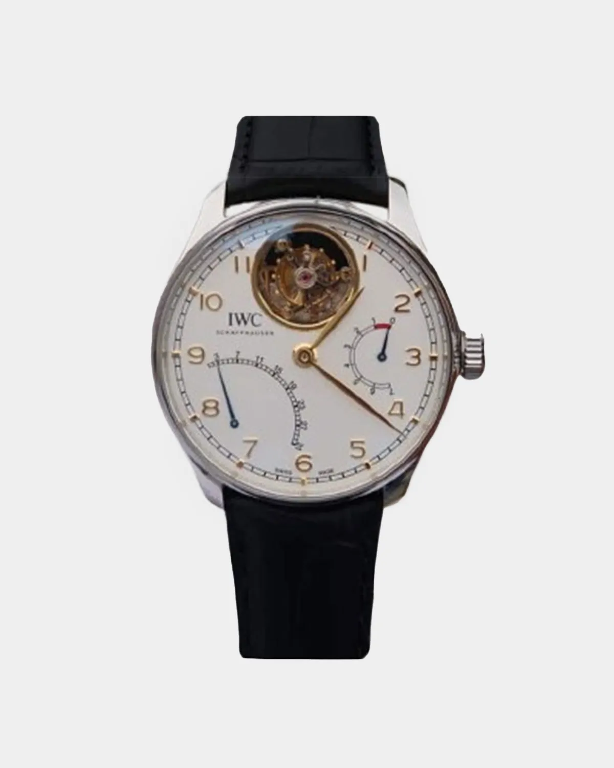 Portugieser Tourbillon Mystere Retrograde platinum case front view