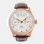 Portuguese Annual Calendar red gold case silver dial front view