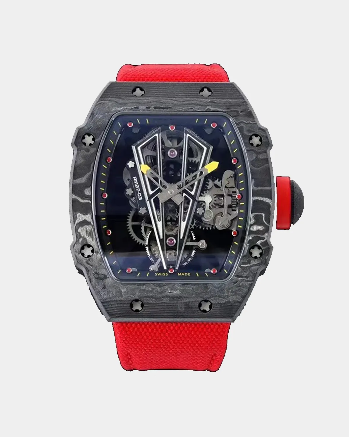 Front view of RM 27-03 Tourbillon in red and yellow Quartz TPT