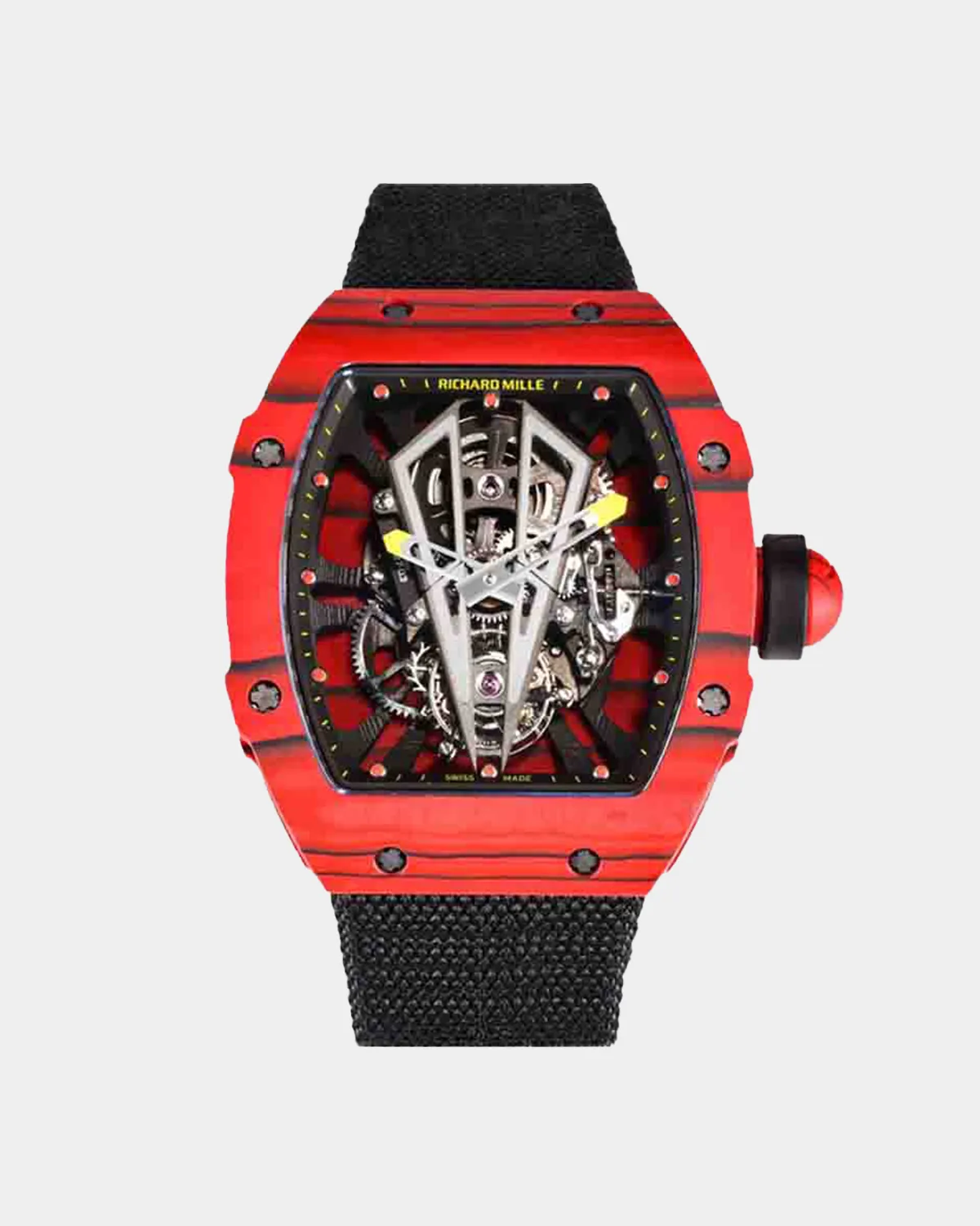 Front view of RM 27-03 Tourbillon in red and yellow Quartz TPT