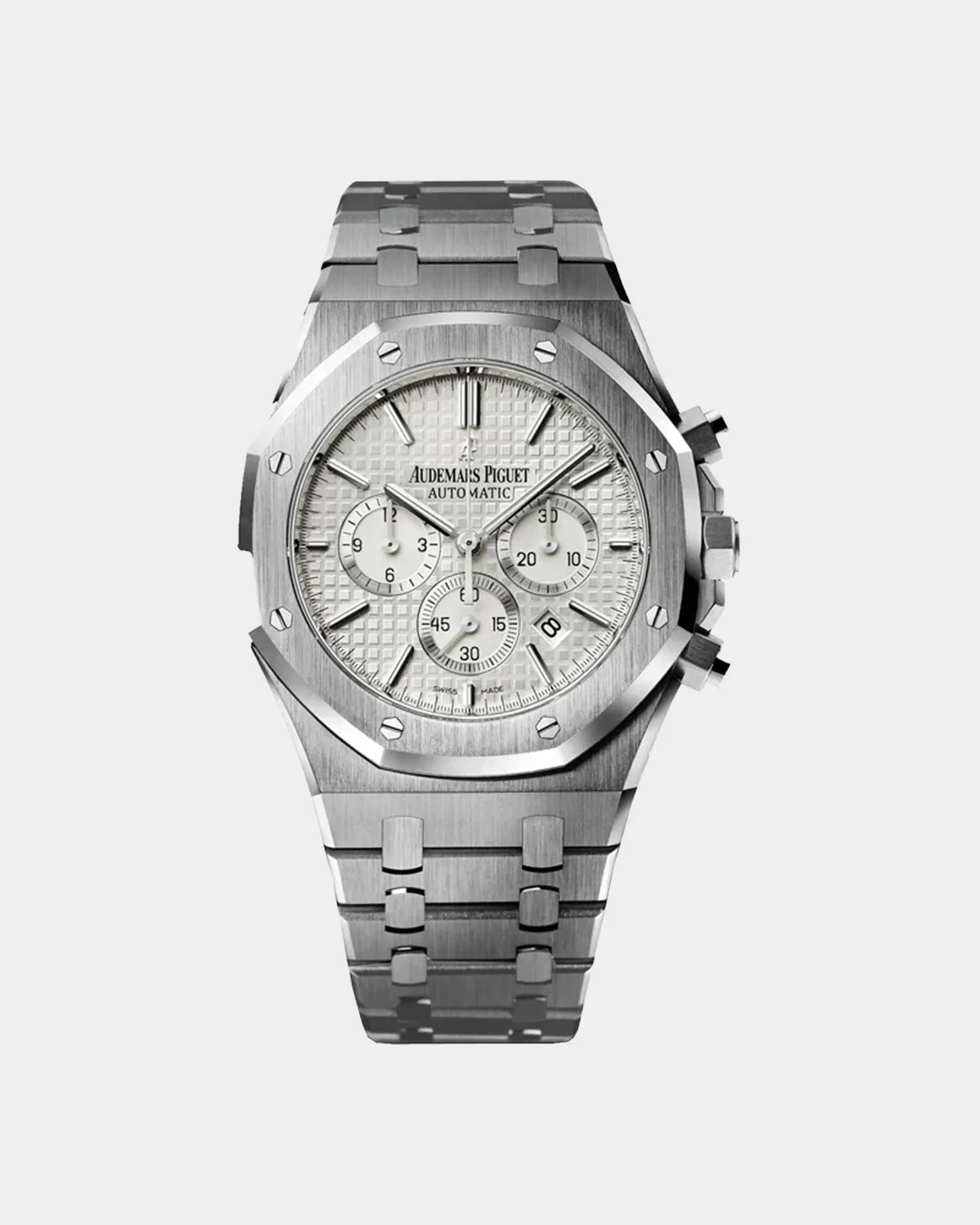 Royal Sports Chronograph silver white dial stainless steel front view