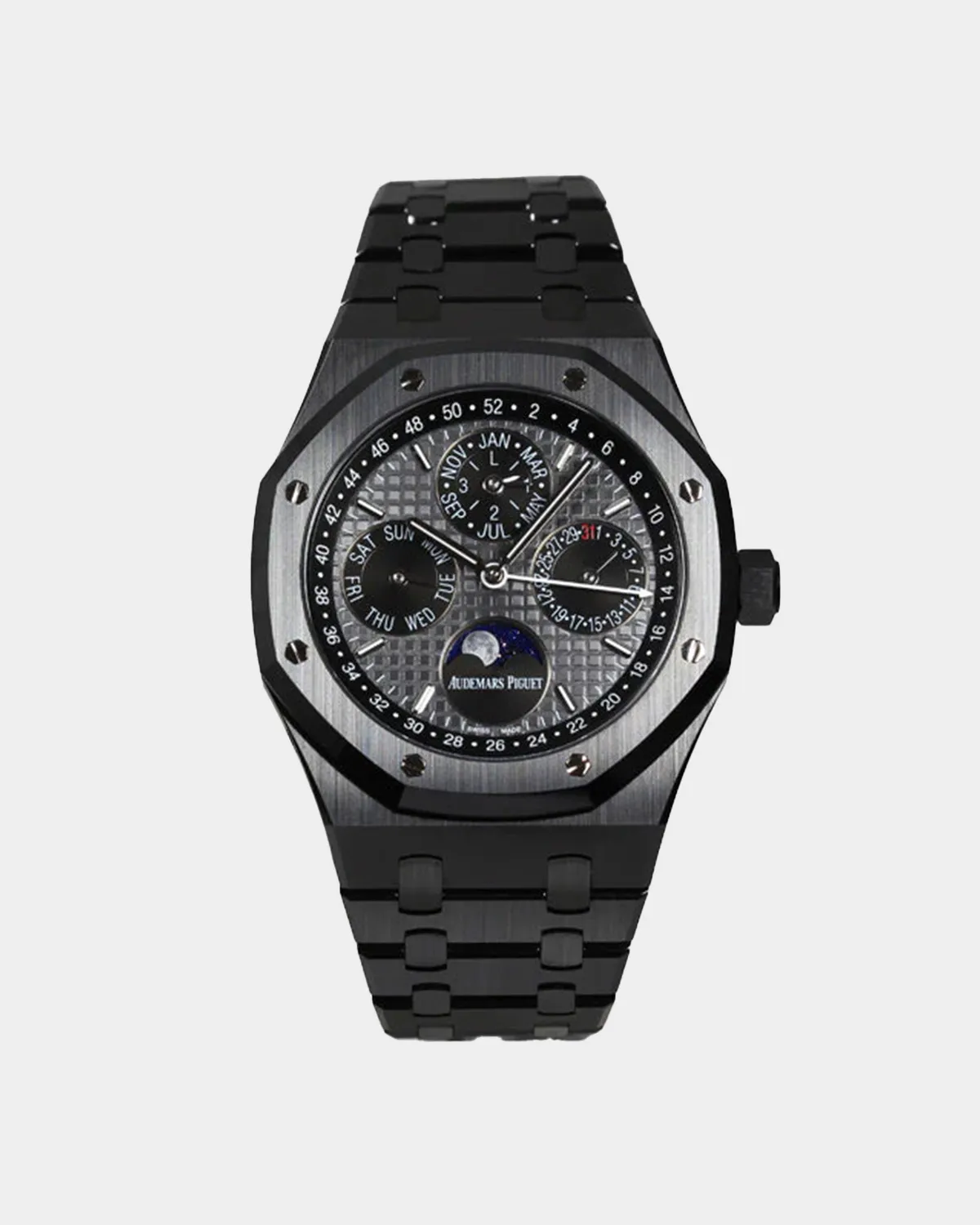 Royal Sports Perpetual Calendar blue tapisserie dial front view