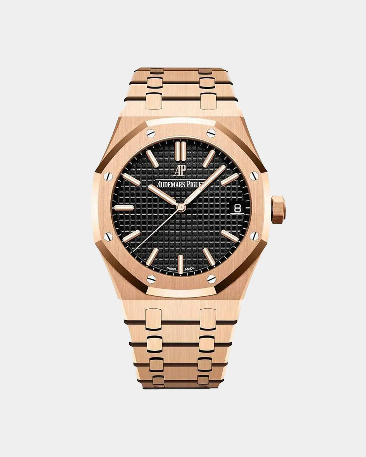 Royal Sports 15400 rose gold case black dial front view