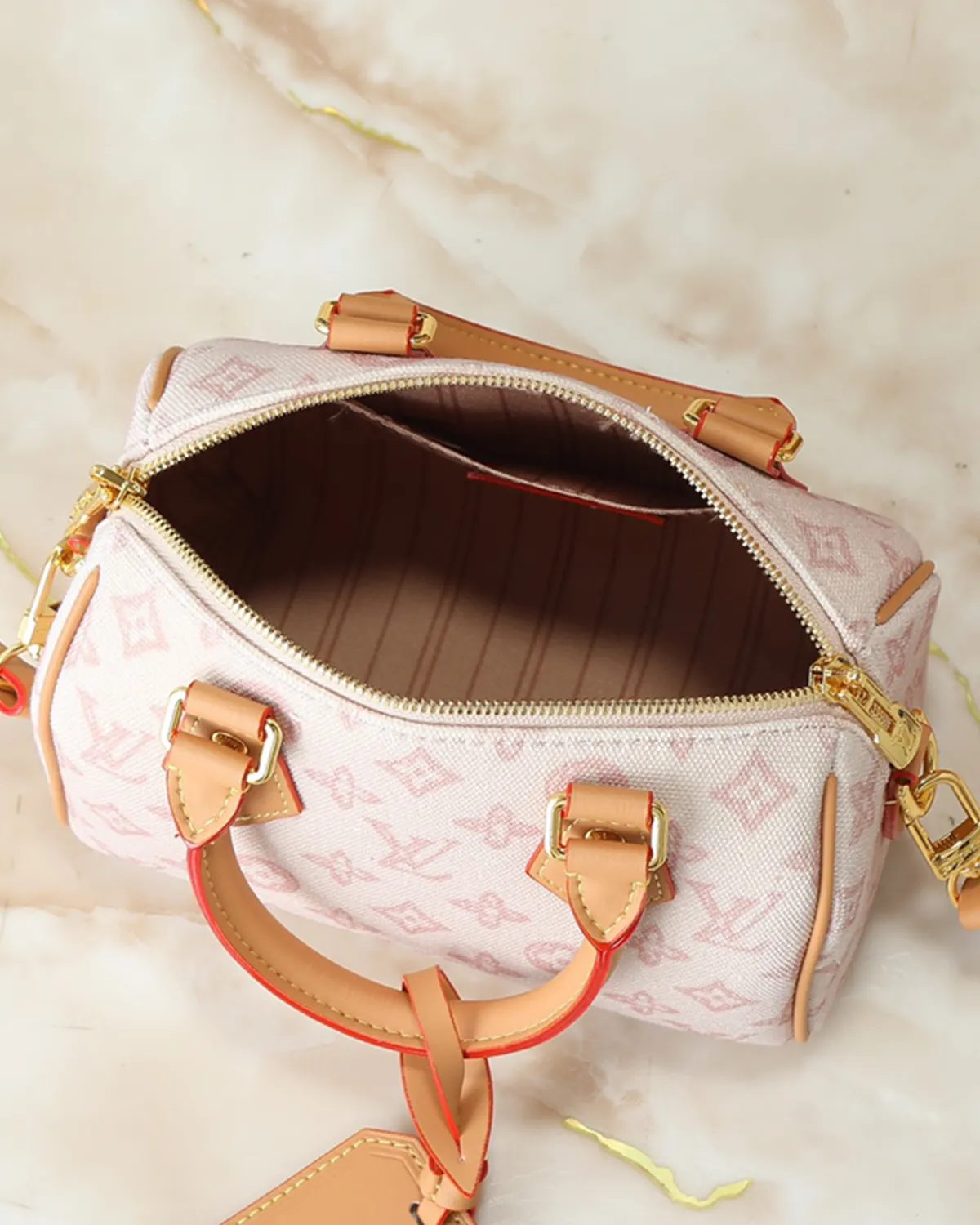 bagladt-signature-boston-bag-20-sand-toned-monogram-wide-strap-front10