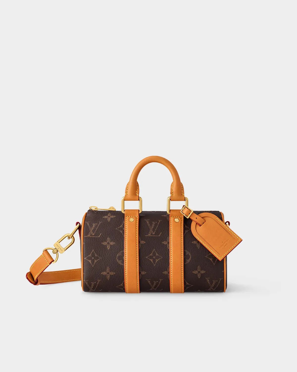 Signature City Duffle 25 bag in embossed black monogram leather front view