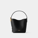 Signature Minimalist Hobo BB bag in black grained leather front view
