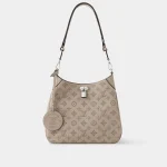 Signature Perforated Hobo MM bag in Mahina calfskin leather front view
