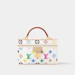 Signature Pop-Art Boston Bag 30 in white multi-color canvas front view