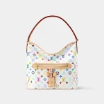 Signature Pop-Art Boston Bag 30 in white multi-color canvas front view