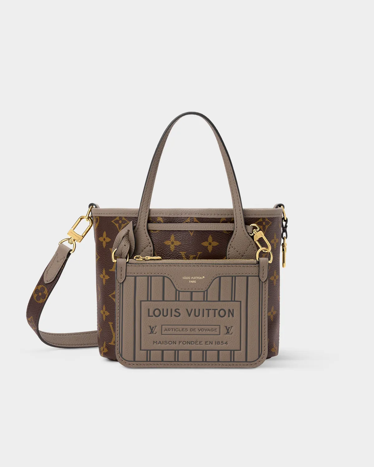 Signature Reversible Mini Tote BB bag showing heritage stamp print front view