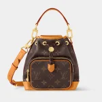 Signature Utility Bucket Bag in monogram archive canvas with cargo pockets front view