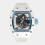 Front view of White Ceramic Sport Skeleton manual winding watch