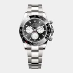 Black dial Daytona 116500LN chronograph watch with white sub-dials front view