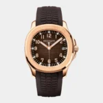 Aquanaut 5167R rose gold tone date watch brown dial front view