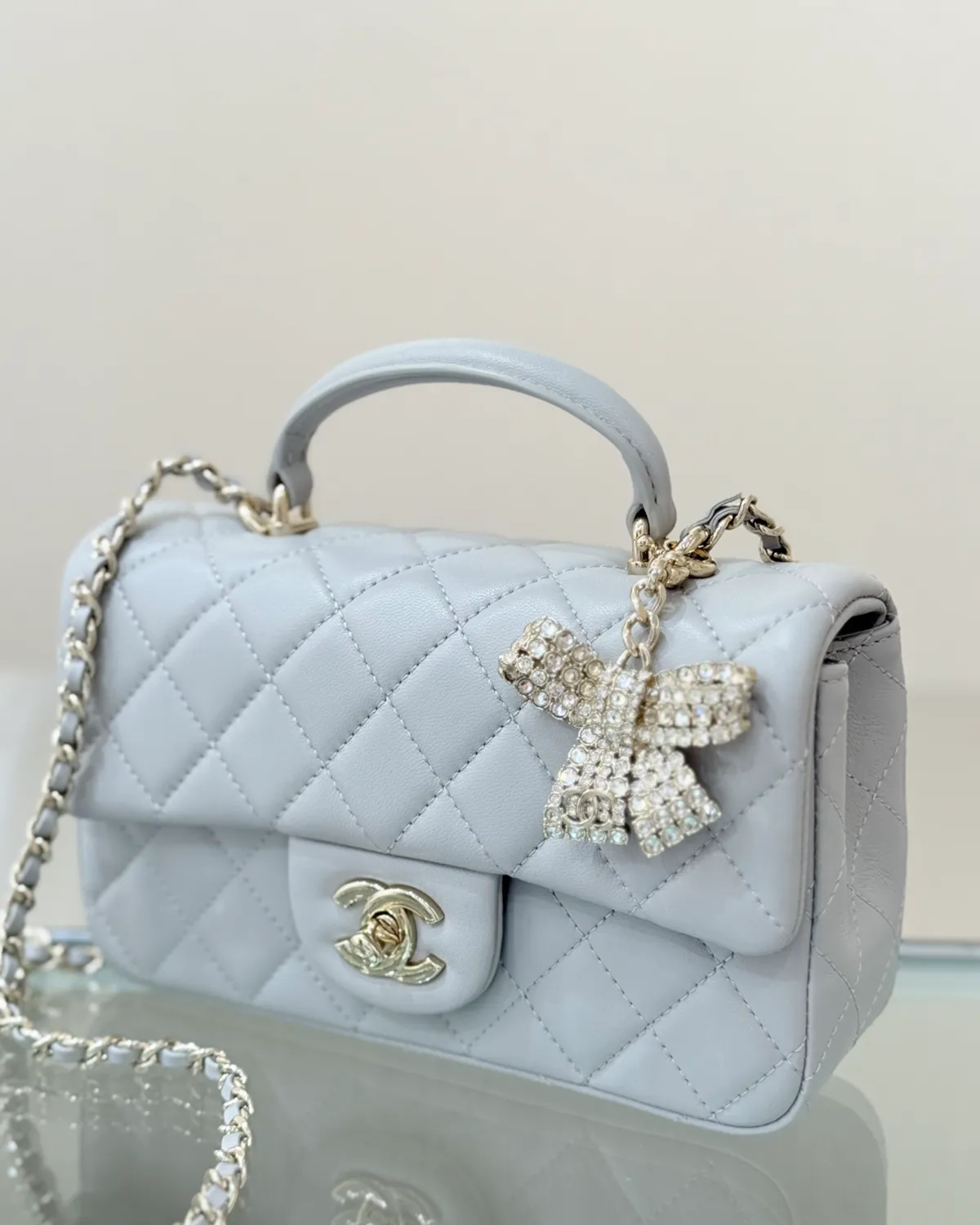 bagladt-signature-adjustable-mini-flap-grey-lambskin-pearl-ball-front6