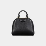 Signature Architectural Boston Bag Mini in black grained leather front view