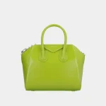 Signature Architectural Boston Bag Mini in green grained leather front view
