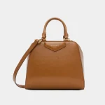 Signature Architectural Cube Bag Mini in tan grained leather front view