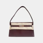 Signature Architectural Shoulder Bag in smooth swift leather front view