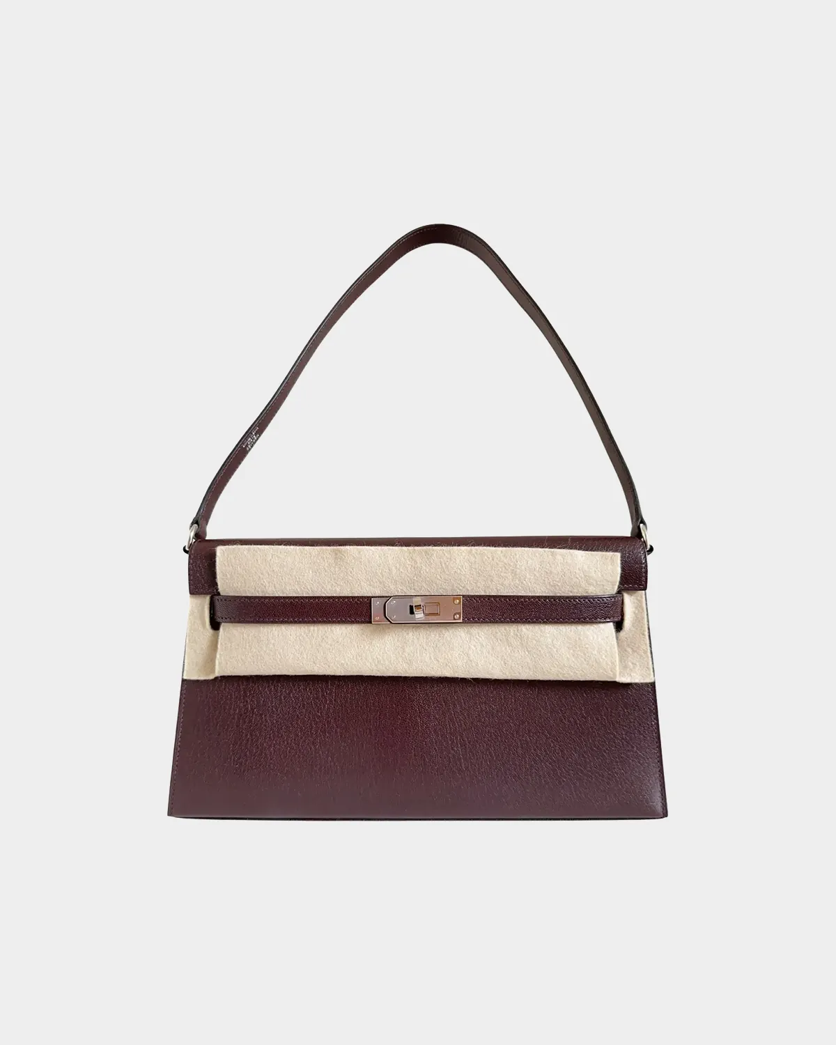 Signature Architectural Shoulder Bag in smooth swift leather front view