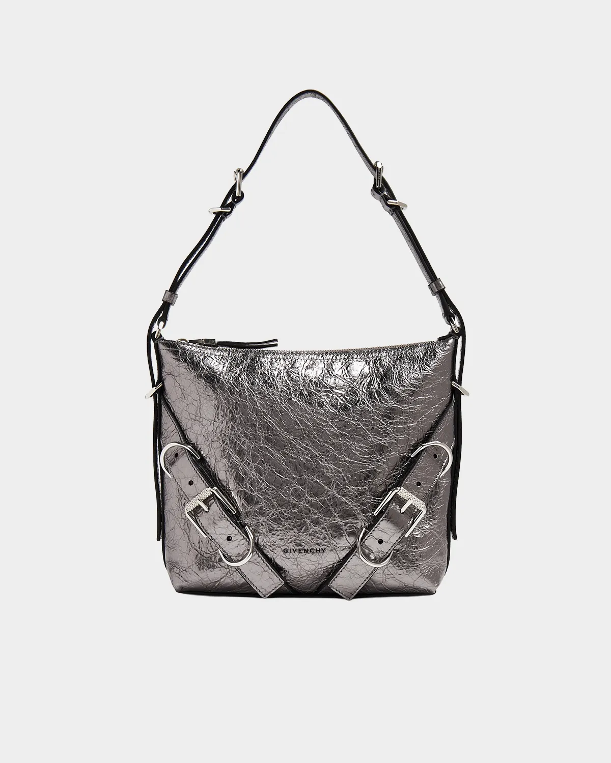 Signature Box Shopper Medium tote in beige canvas with black logo front view