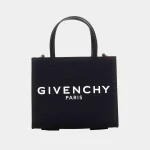 Signature Box Shopper Mini vertical tote in canvas with logo print front view