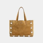 Signature Braided Tote Medium in natural canvas with leather trim front view