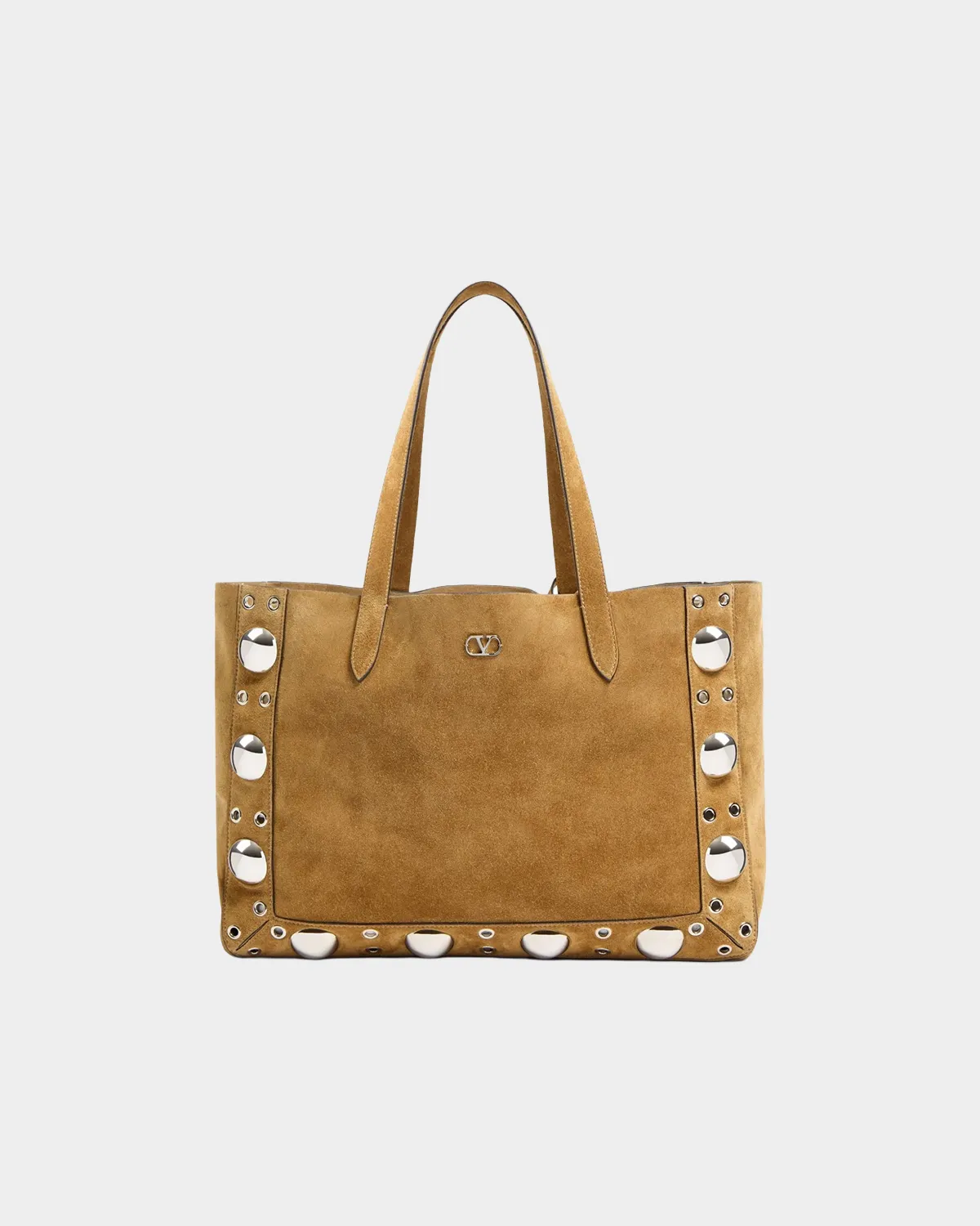 Signature Braided Tote Medium in natural canvas with leather trim front view