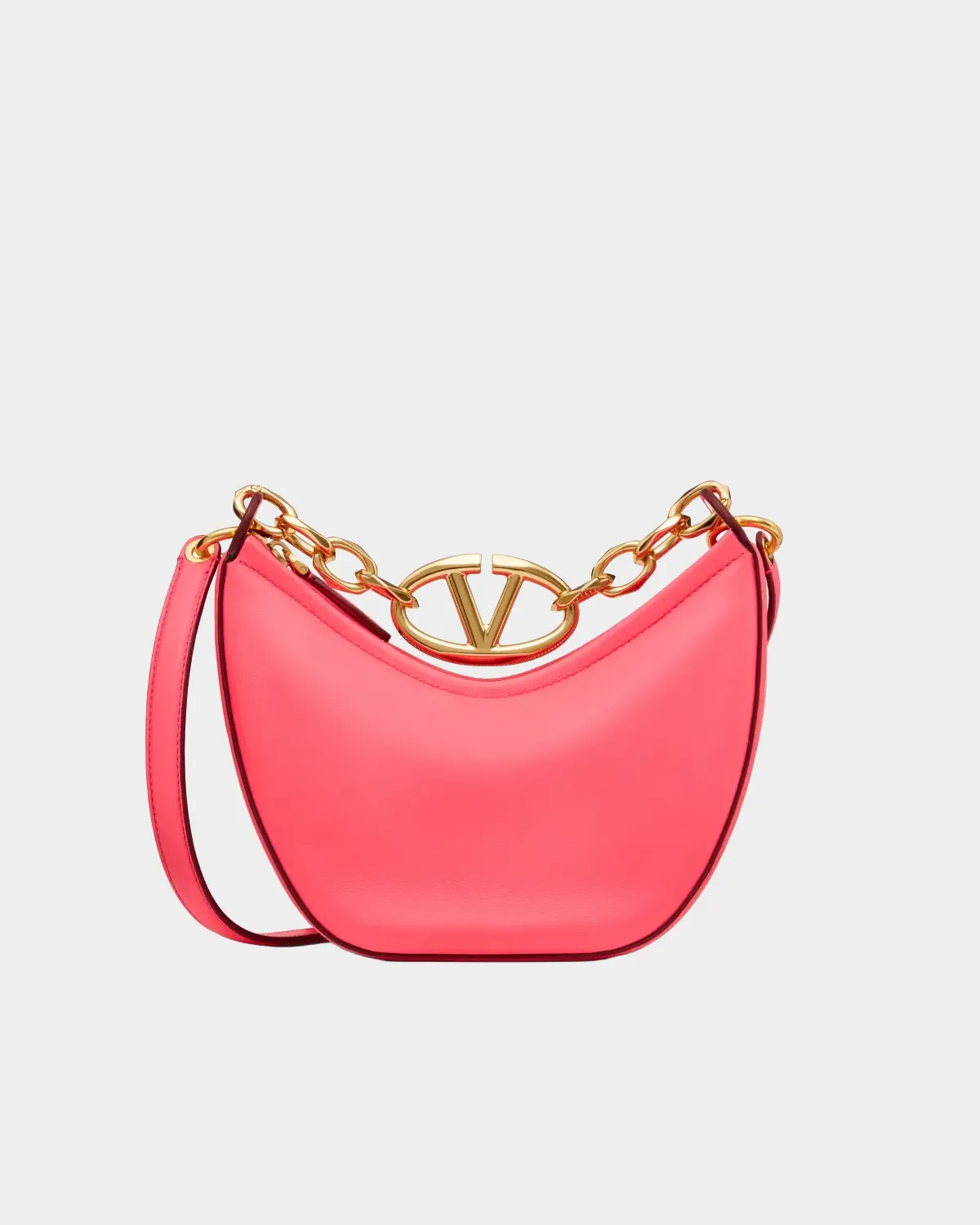 Signature Crescent Chain Hobo Mini in smooth nappa leather front view