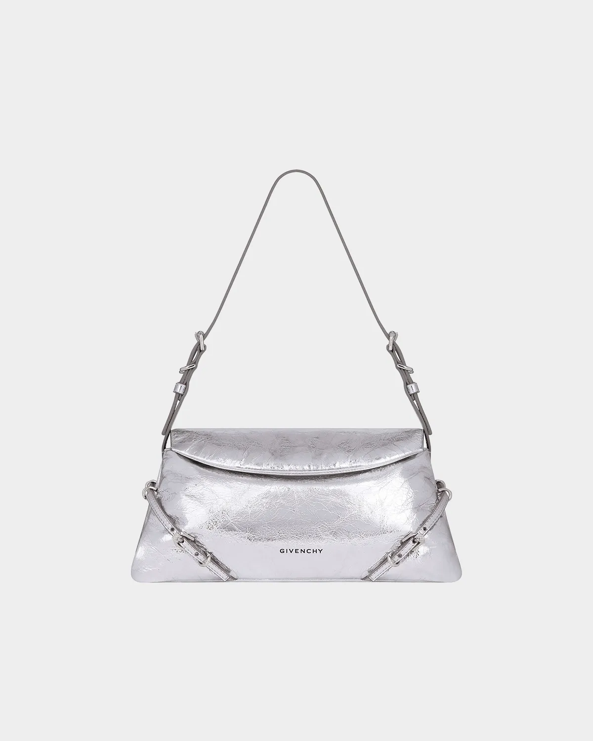 Signature Elongated Metallic Shoulder Bag Small P'tit Voyou style front view