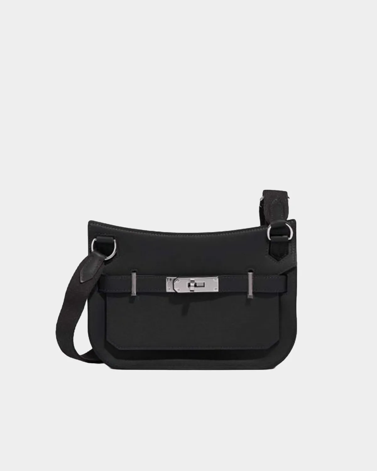 Signature Equestrian Crossbody Mini Jypsiere style in grey leather front view