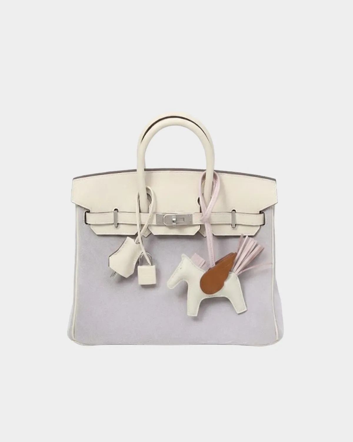 Signature Iconic Tote 25 in taro purple suede leather front view