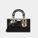 Signature Micro Horizontal Top Handle D-Joy style in cherry red patent leather front view