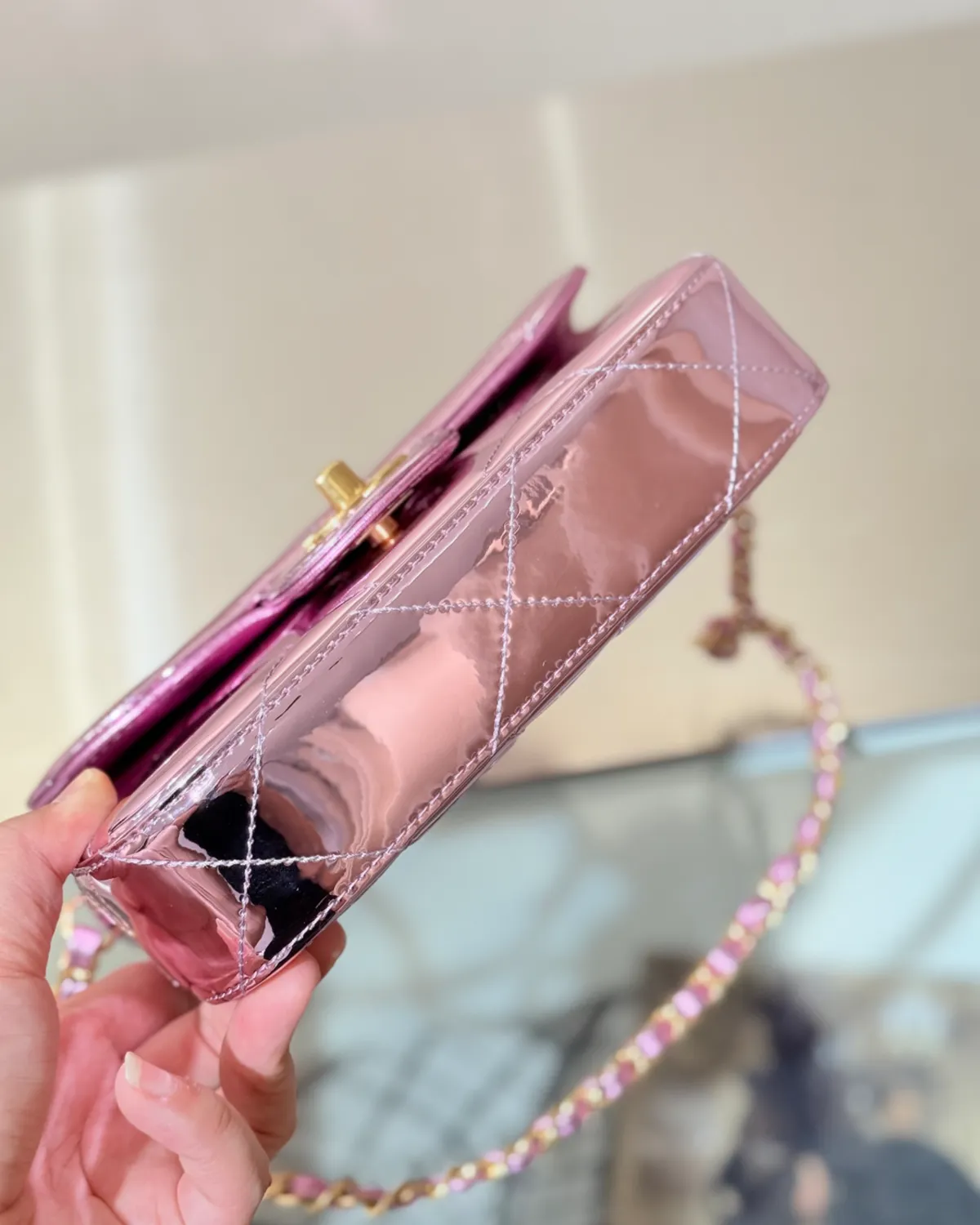 bagladt-signature-mini-top-handle-flap-mirror-metallic-leather-front6