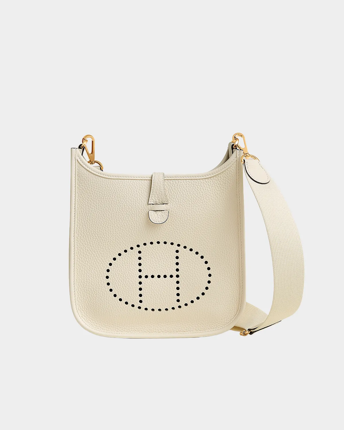 Signature Perforated Messenger Gen III bag in deep blue leather front view